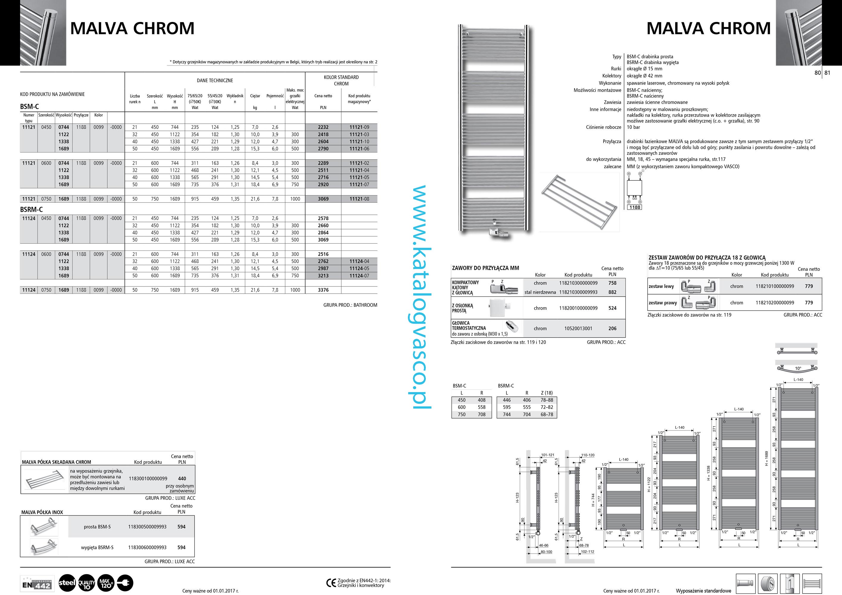 Katalog Vasco 2017 - Grzejnik Malva wersja chromowana