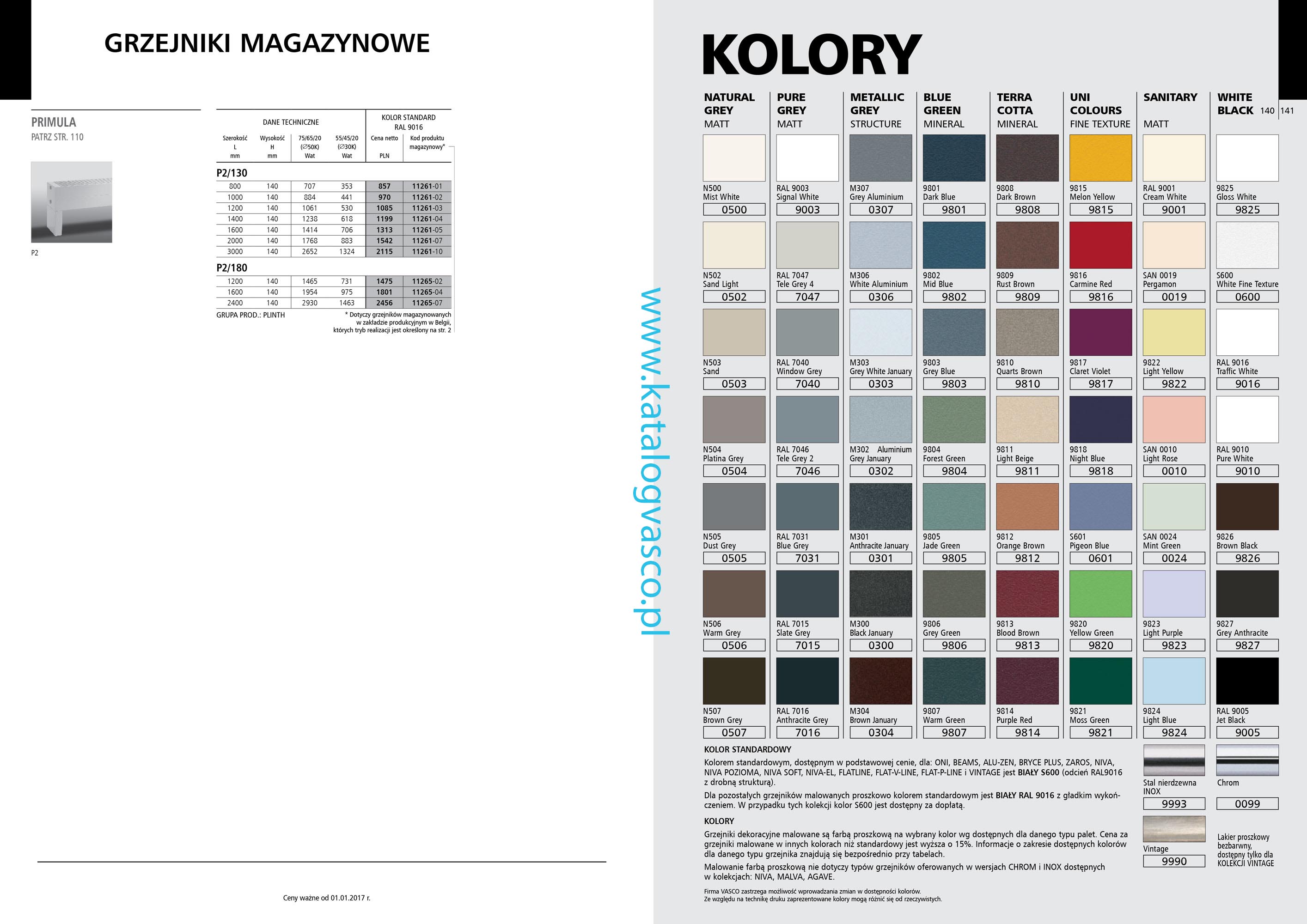 Katalog Vasco 2017 - paleta kolorów specjalnych