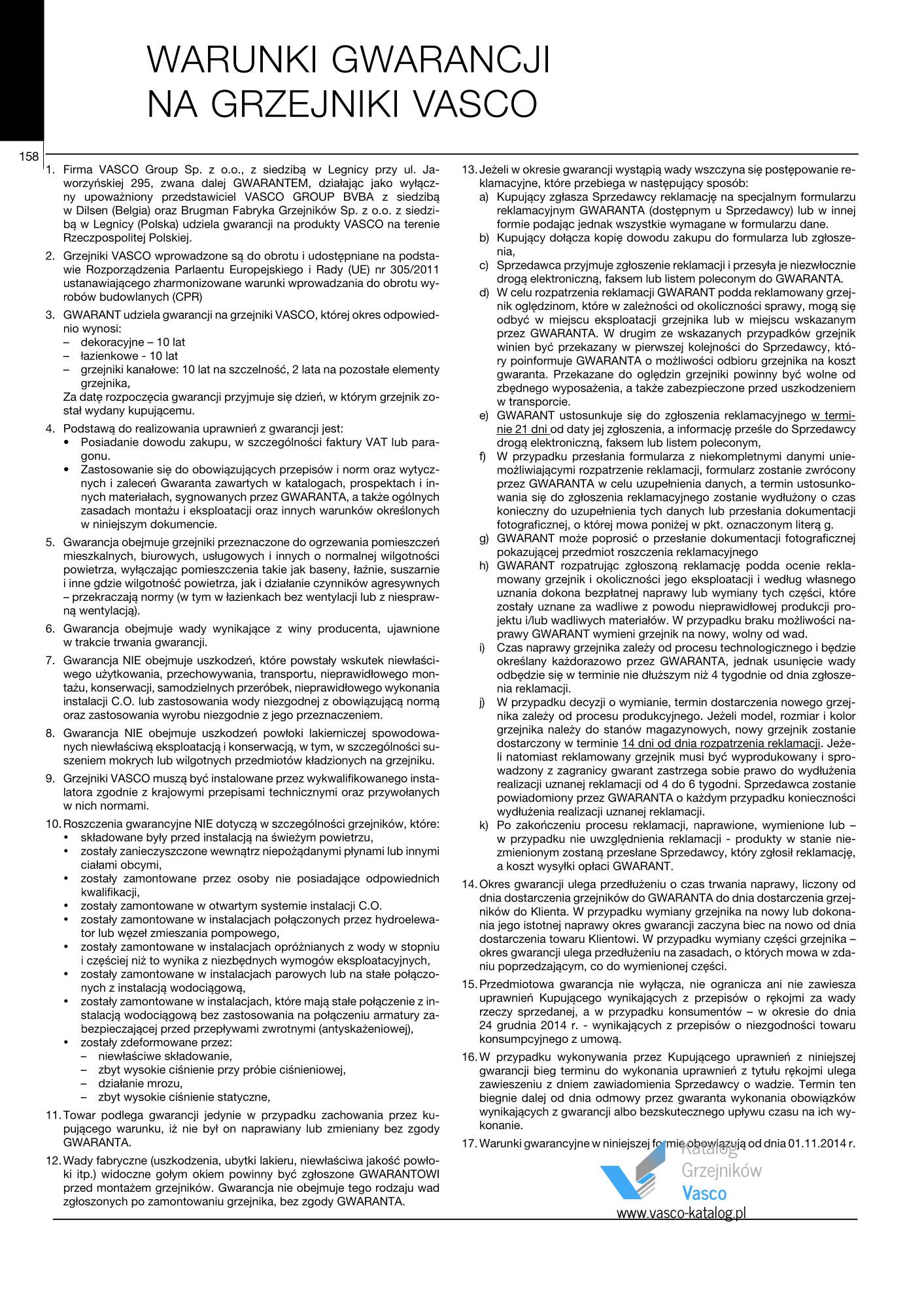 Katalog Vasco 2021 - Warunki gwarancji na grzejniki Vasco